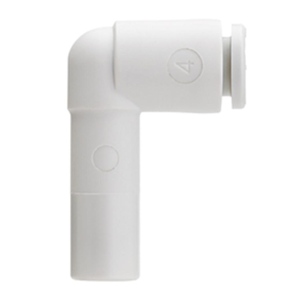 Conector acodado KQ2L - PBT/PP - anillo de presión ovalado - diámetro exterior de la manguera de 3,2 a 6 mm - tamaño del conector de 4 a 10 mm - unidad de embalaje de 10 unidades - precio por unidad