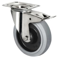 CASCOO Lenkrolle mit Totalfeststeller - Serie R4E2 - Elastik-PA-Rad - Rad-&Oslash; 100 bis 200 mm - Bauh&ouml;he 128 bis 235 mm - Tragkraft 150 bis 300 kg - Preis per St&uuml;ck