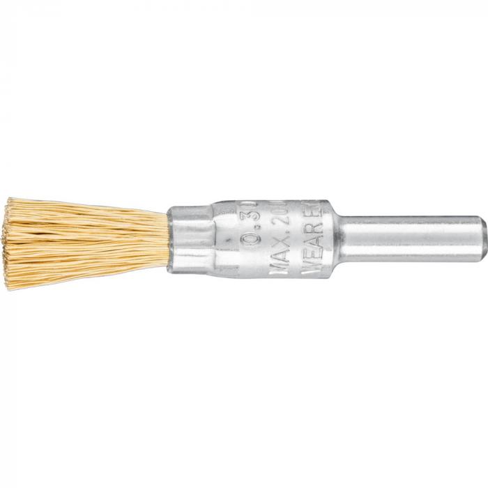PFERD Pinselbürste PBU mit Schaft - Messingdraht - ungezopft - Außen-ø 10 bis 20 mm - Besatzmaterial-ø 0,30 und 0,50 mm - VE 10 Stück - Preis per VE