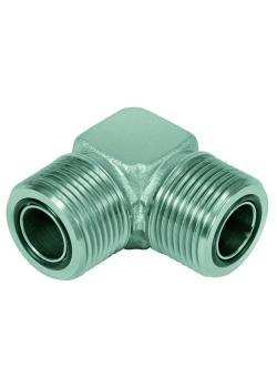 Hoekverbinding 90° - verchroomd staal - 2 ORFS-buitenschroefdraad UN 9/16" tot UN 2"