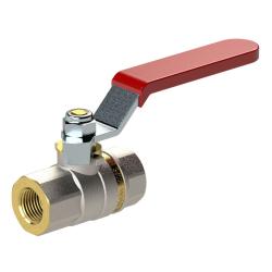 Palloventtiili - vakiomalli - nikkel&ouml;ity messinki - sis&auml;kierre/sis&auml;kierre - G 1/4" - G 3" - DN 8 - 80 - PN max. 40 - 63 bar - punaisella ter&auml;svivulla - hinta per kappale