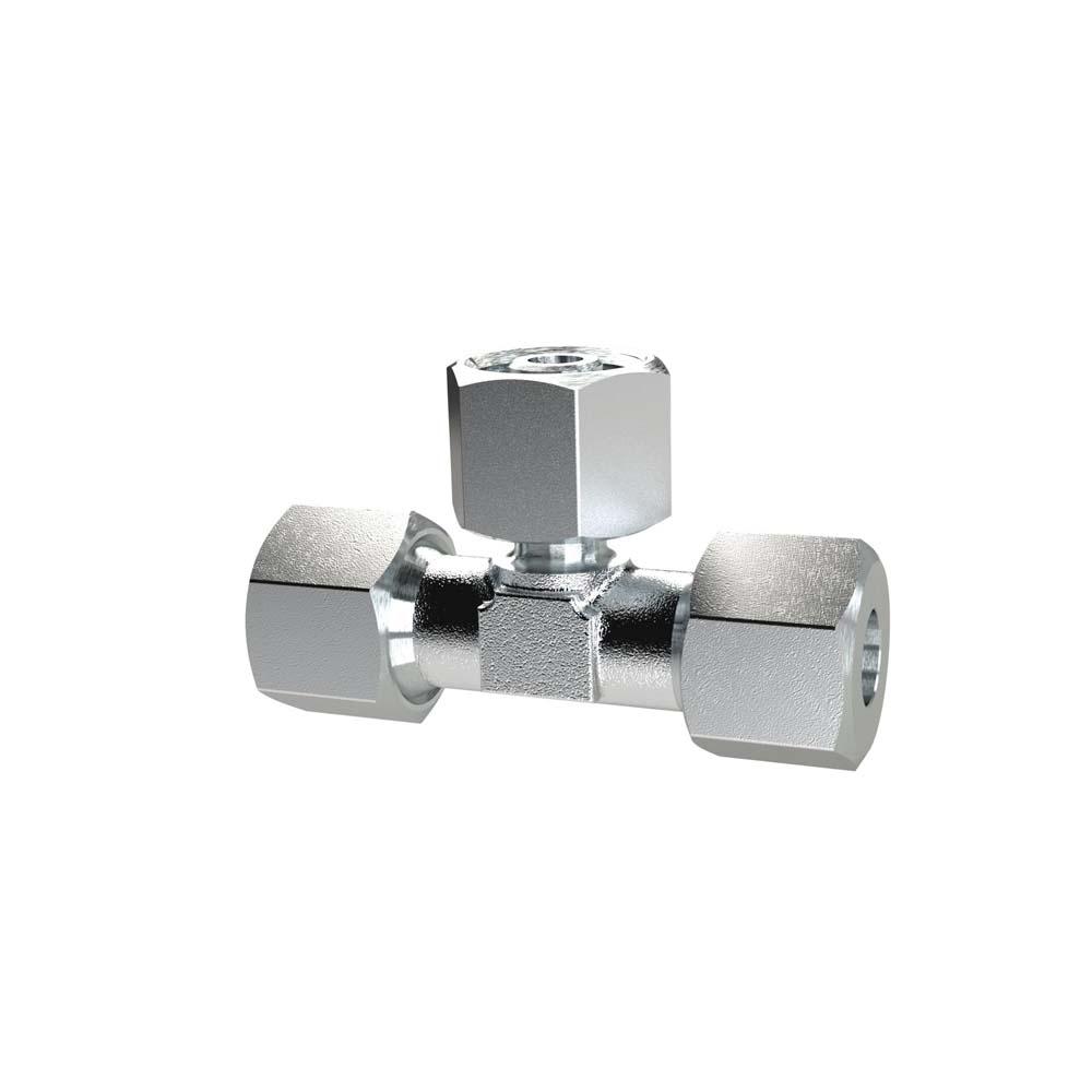 Verstelbare T-koppeling - verzinkt staal - M12x1,5 tot M36x2,0 - buisbuiten-Ø 6 mm tot 28 mm