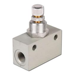 Zawór dławiąco-zwrotny - stal/MS - do 2000 l/min - G 1/8" do 1/2" - korpus aluminiowy - z F