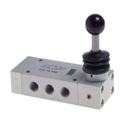 Válvula de palanca manual - aluminio/acero inoxidable - 5/3 vías - rosca interior G 1/8" a rosca interior 1/2" - caudal 780 a 3300 l/min - PN hasta 12