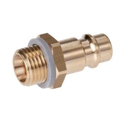 Koppelingsstekker - messing - nominale diameter 7,2 mm - cilindrische buitenschroefdraad G 3/8" - dubbel afsluitend