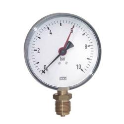 Manómetro vertical - Ø 80 mm - Rango de indicación de 0 a 25 bar - Escala graduada 0,5 - Sobrepresión - rosca G 1/2" B abajo