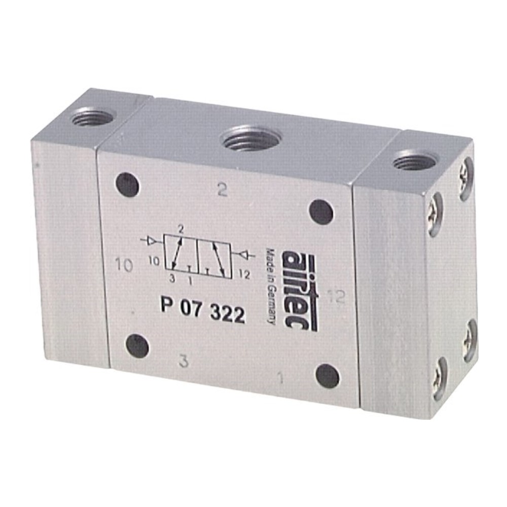 Válvula neumática 3/2 vías - Aluminio anodizado - Serie P - Rosca interior G 1/8" a G 1/2" - Pistón diferencial - PN 0 a 10