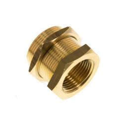 Schroefverbinding voor scheidingswand - messing - cilindrische binnendraad G 1" - metrische schroefdraad voor scheidingswand M42 x 2 mm - PN 16