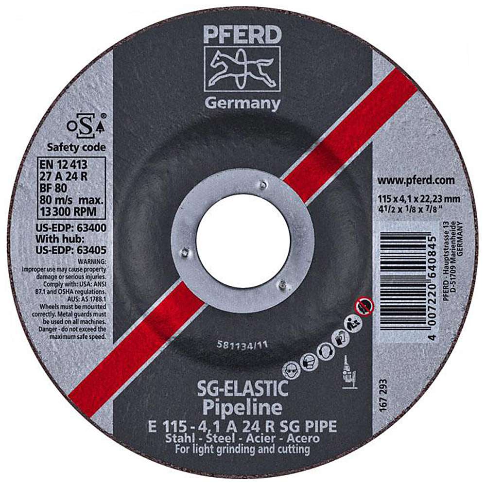 Disco de desbaste - PFERD - para acero - dureza R - para la construcción de tuberías - Precio por unidad