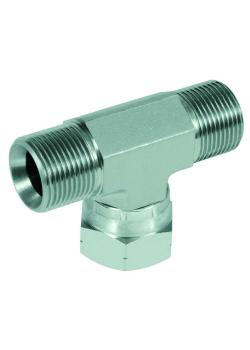 Verstelbare T-stukken - verchroomd staal - 2 AG G 1/8" tot G 2" en 1 IG met moer G 1/8" tot G 2"