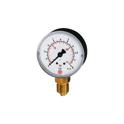 Standaard manometer - Ø 50 of 63 - G 1/4" radiaal onderaan - kwaliteitsklasse 1,6 - meetbereik 0 tot max. 16 bar - kunststof behuizing - dubbele schaalverdeling