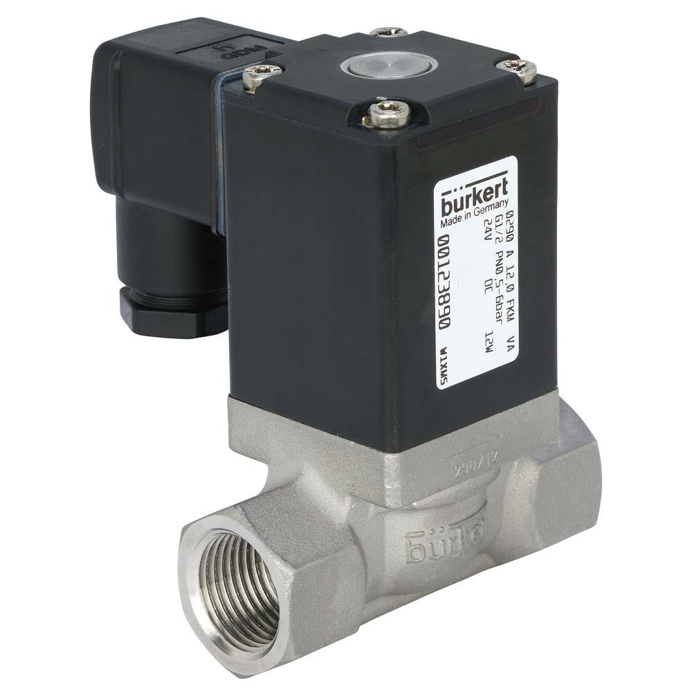 2/2-tiemagneettiventtiili - tyyppi 0290 - servoohjattu - messinkiä tai ruostumatonta terästä - 0 - 16 bar - NW 12 - 50 - 24 - 230 V