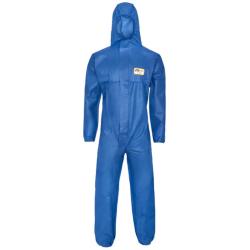 Disposable coverall - ProSafe® LIGHT - SMS 3-layer - sizes M to XXXXL - blue - breathable - with elasticated arms, legs and waist - CE Cat. III Type 5 and 6
