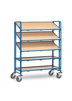 Eurokastenwagen - met 5 houten etagerekken - rand 10 mm hoog