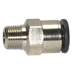 Rechte steekverbinding click-clock - vernikkeld messing - R 1/8 tot R 1/2 AG - buitendiameter slang 4 tot 12 mm - werkdruk -0,99 tot 16 bar - prijs per stuk