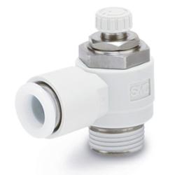 Throttle check valve AS201F – brass/PBT – max. 10 bar – hose outer diameter 2 to 12 mm – thread M3 to R 1/2" – price per piece