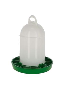 Comedero para aves con tapa abatible - plástico - con cierre de bayoneta - capacidad 4 kg - blanco/verde