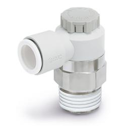 Válvula de retención con estrangulador AS201FG - Acero inoxidable - máx. 10 bar - diámetro exterior de la manguera de 2 a 12 mm - Rosca M5 o R 1/8 pulgada a 1/2 pulgada - Con bloqueo de presión - Precio por unidad