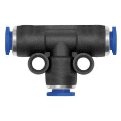 Conector en T Serie azul mini - reductor - di&aacute;metro exterior de la manguera 6/4 mm - presi&oacute;n de trabajo de -0,95 a 10 bar - pl&aacute;stico/lat&oacute;n niquelado - precio por unidad