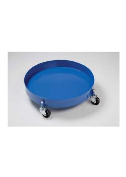 Vatrolle - staal - met oliesluitende bak - voor vaten van 200 liter - 4 zwenkwielen - blauw