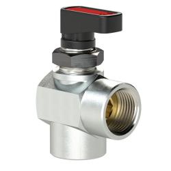 Winkel-Mini-Kugelhahn - Messing verchromt - Schalttafeleinbau - IG G 1/8" - DN 5 - PN -0,99 - 20 bar - Preis per St&uuml;ck