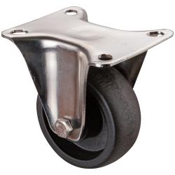 Roulette fixe en acier inoxydable - avec plaque de fixation - roue en polyamide renforc&eacute; de fibres de verre - &Oslash; de la roue 80 &agrave; 125 mm - hauteur totale 105 &agrave; 156,5 mm - capacit&eacute; de charge 100 &agrave; 250 kg - prix &agrave; l'unit&eacute;