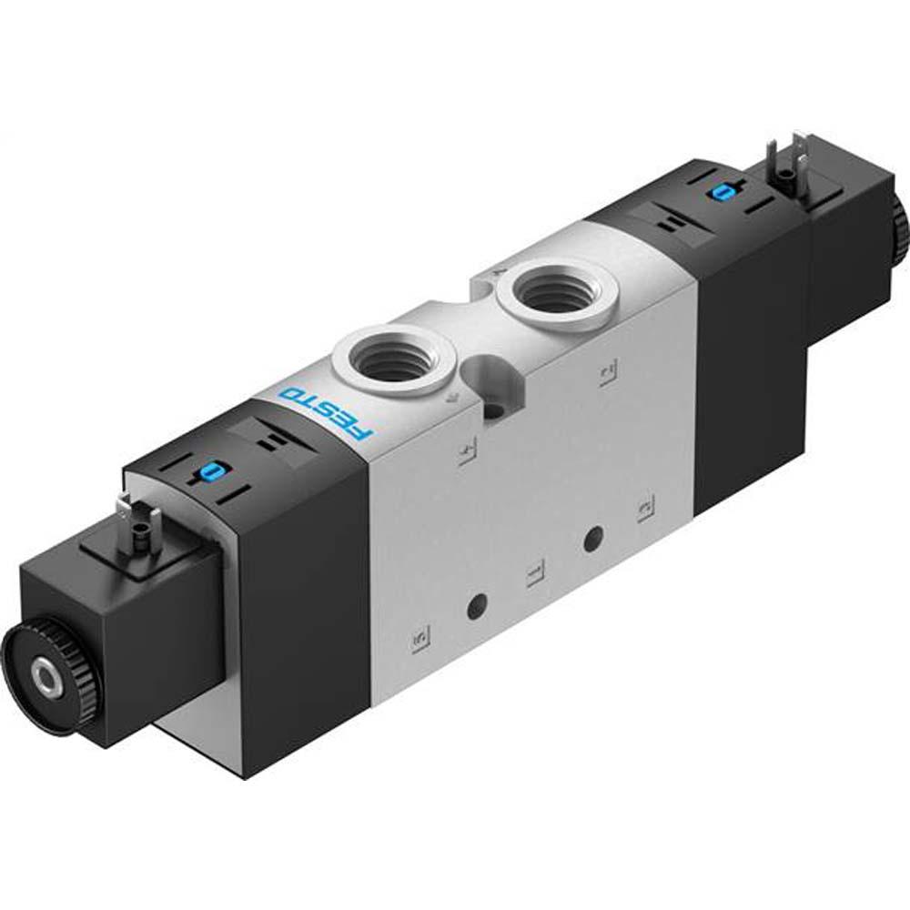 FESTO - Magnetventil VUVS-L30-P53U-G38-F8-1C1 - 5/3-vägsventil trycksatt - med magnetspole - elektrisk anslutning typ C - mekanisk fjäder - intern eller extern pilotluftförsörjning - pris per styck