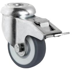 CASCOO Apparate-R&uuml;ckenlochlenkrolle mit Totalfeststeller - Serie P2T2 - Thermoplastrad - Rad-&Oslash; 50 bis 125 mm - Bauh&ouml;he 70 bis 160 mm - Tragkraft 50 bis 100 kg - Preis per St&uuml;ck