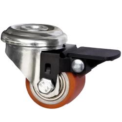 CASCOO R&uuml;ckenlochlenkrolle mit Radfeststeller - Serie SWU5 - PU-Rad - Rad-&Oslash; 35 mm - Bauh&ouml;he 50,5 mm - Tragkraft 100 kg - Preis per St&uuml;ck