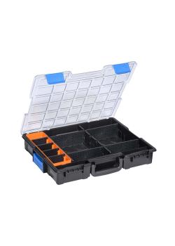 Professionele kist voor kleine onderdelen EuroPlus Pro K 44.76/12-6 - kunststof - buitenafmetingen (BxDxH) 440x355x76 mm - met clips - zwart