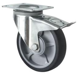 CASCOO Lenkrolle mit Totalfeststeller - Serie P2G2 - Thermoplast-Rad - Rad-&Oslash; 100 bis 200 mm - Bauh&ouml;he 125 bis 235 mm - Tragkraft 135 bis 250 kg - Preis per St&uuml;ck