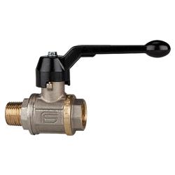 Palloventtiili - raskaaseen k&auml;ytt&ouml;&ouml;n - nikkel&ouml;ity&auml; messinki&auml; - k&auml;sivivulla - naaras-/uroskierre G 3/8 - 2 - DN 10 - 50 - PN max. 63 tai 80 bar - hinta per kappale