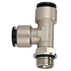 T-steekkoppeling click-clock - draaibaar - vernikkeld messing - AG G 1/8 tot G 1/2 - buitendiameter slang 4 tot 12 mm - werkdruk -0,99 tot 16 bar - prijs per stuk