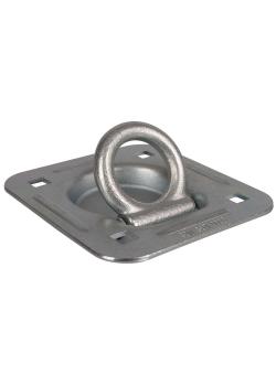 Équerre d'arrimage - acier galvanisé - dimensions des œillets 55 x 10 mm - Ø de l'anneau 10 mm - charge de rupture max. 2270 kg - force de traction 1135 kg
