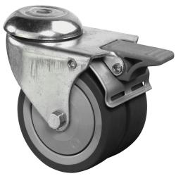 Apparaat-dubbele rol met rem - gat aan de achterkant - thermoplastisch wiel - wiel-&Oslash; 75 mm - bouwhoogte 99 mm - draagvermogen 120 kg - prijs per stuk