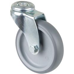 Sv&auml;nghjul med monteringsh&aring;l - termoplasthjul - hjuldiameter 100 mm - totalh&ouml;jd 121 mm - lastkapacitet 90 kg - pris per styck