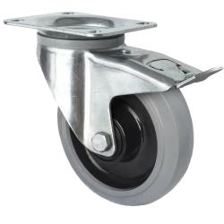 CASCOO Lenkrolle mit Totalfeststeller - Serie R4E2 - Elastik-Rad - Rad-&Oslash; 160 mm - Bauh&ouml;he 195 mm - Tragkraft 300 kg - Preis per St&uuml;ck