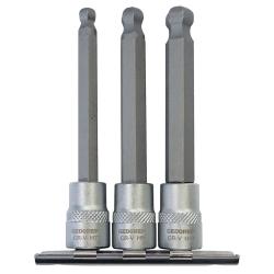 Gedore schroevendraaierset - 3/8 inch - met kogelkop - op steekstrip - 3-delig