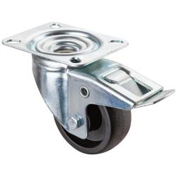 Sv&auml;nghjul med total l&aring;sning - monteringsplatta - glasfiberf&ouml;rst&auml;rkt polyamidhjul - hjuldiameter 80 till 125 mm - totalh&ouml;jd 106 till 154,5 mm - lastkapacitet 100 till 175 kg - pris per styck