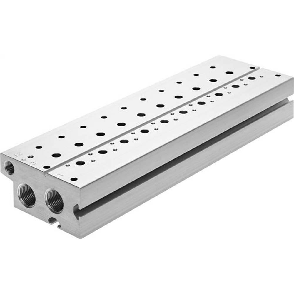 FESTO connection block VABM‑B10‑20E‑G38 - G 3/8 pneumatic connection - 22 mm grid - 2 to 10 valve positions - Price per piece