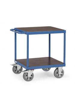 Tischwagen - mit quadratischer Ladefläche - mit 2 Böden aus Holz