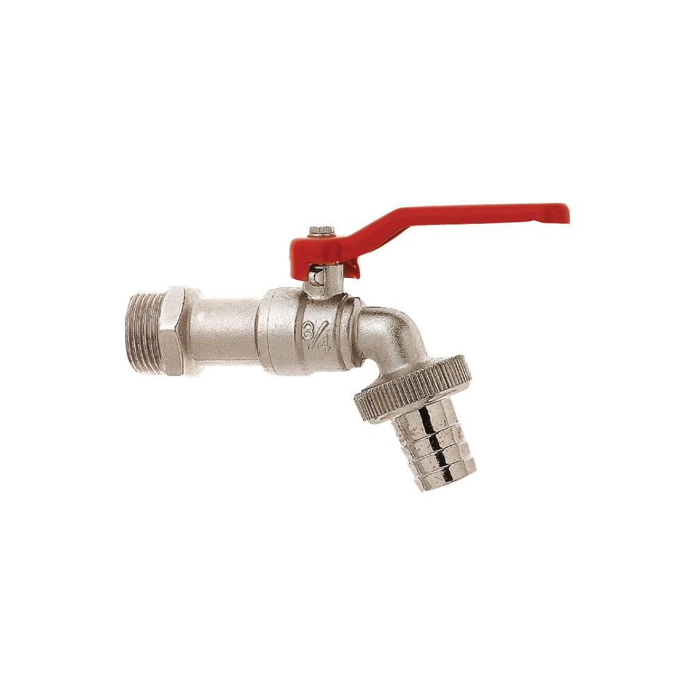 GEKA® - Kugelauslaufventil - Messing vernickelt - AG G1/2 bis G1 auf AG G3/4 bis G1 1/4 - Nenngröße 1/2 bis 1" - rot - VE 1 Stück - Preis per Stück
