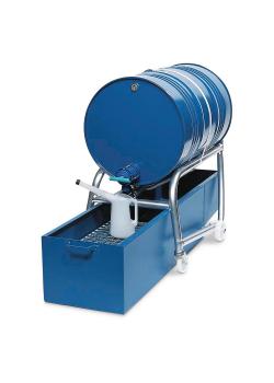 Vatkipper met hefboom - staal - incl. rolsteun en opvangbak - voor 1 vat van 200 liter