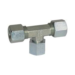 Verstelbare T-koppeling - verzinkt staal - 360° draaibaar - PN max. 315 bar - buitendiameter buis 15 mm