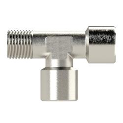 Raccord en T - laiton nickel&eacute; - 2 x filetage femelle G - 1 x filetage ext&eacute;rieur R - PN max. 60 bar - Prix &agrave; l'unit&eacute;