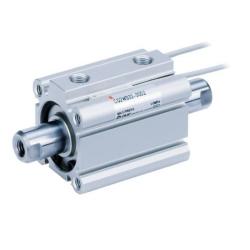 Cilindro compacto SMC CQ2WB-DCMZ - de doble efecto - orificio pasante - v&aacute;stago pasante con rosca exterior - amortiguaci&oacute;n el&aacute;stica