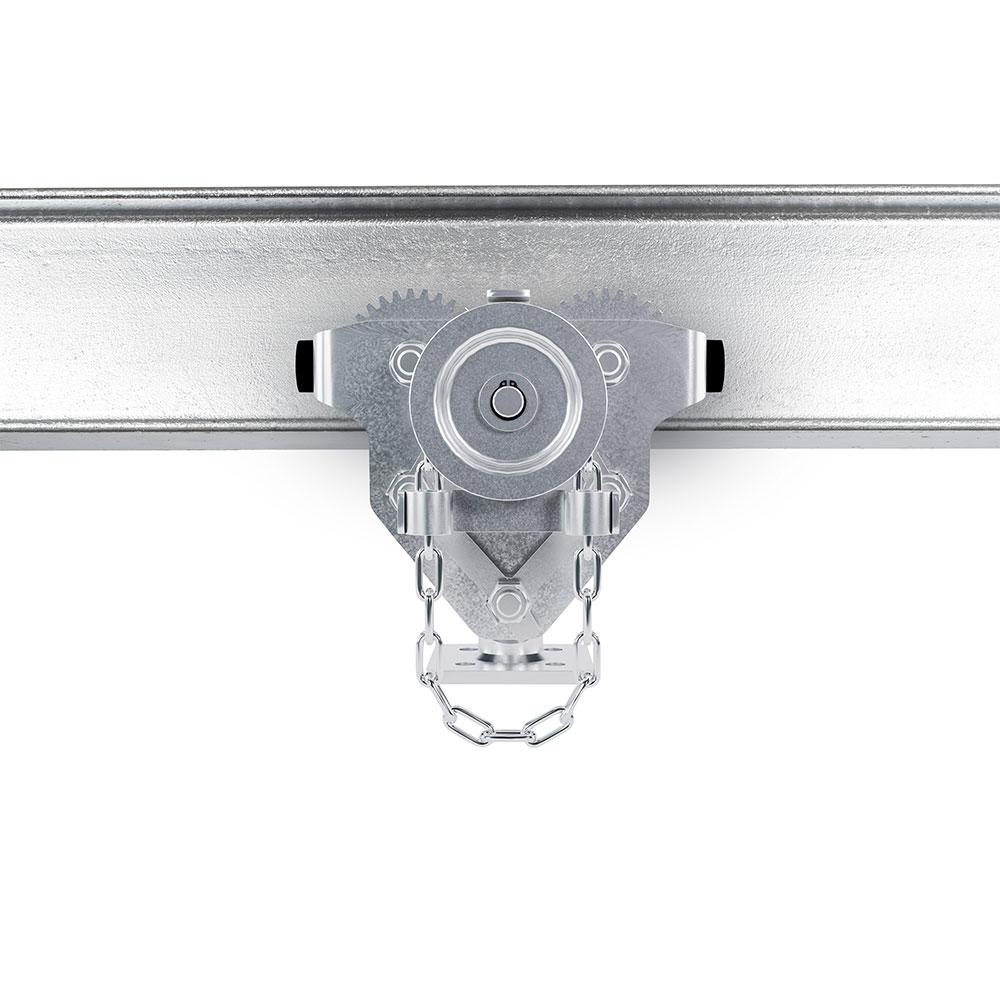 Gelenk-Haspelkettenfahrwerk PRO-GC - Stahl verzinkt - Tragfähigkeit 1100 bis 5500 kg - Flanschbreite 55 bis 310 mm - Bedienungslänge 2,5 m