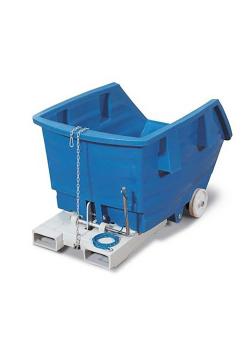 Kiepwagen - polyethyleen (PE) - met wielen en vorkzakken - inhoud 750 liter