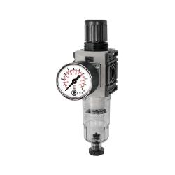 Filterregelaar FUTURA-mini - met pc-reservoir, standaard manometer - regelbereik 0,5-8 bar - BG 0 - G 1/4"