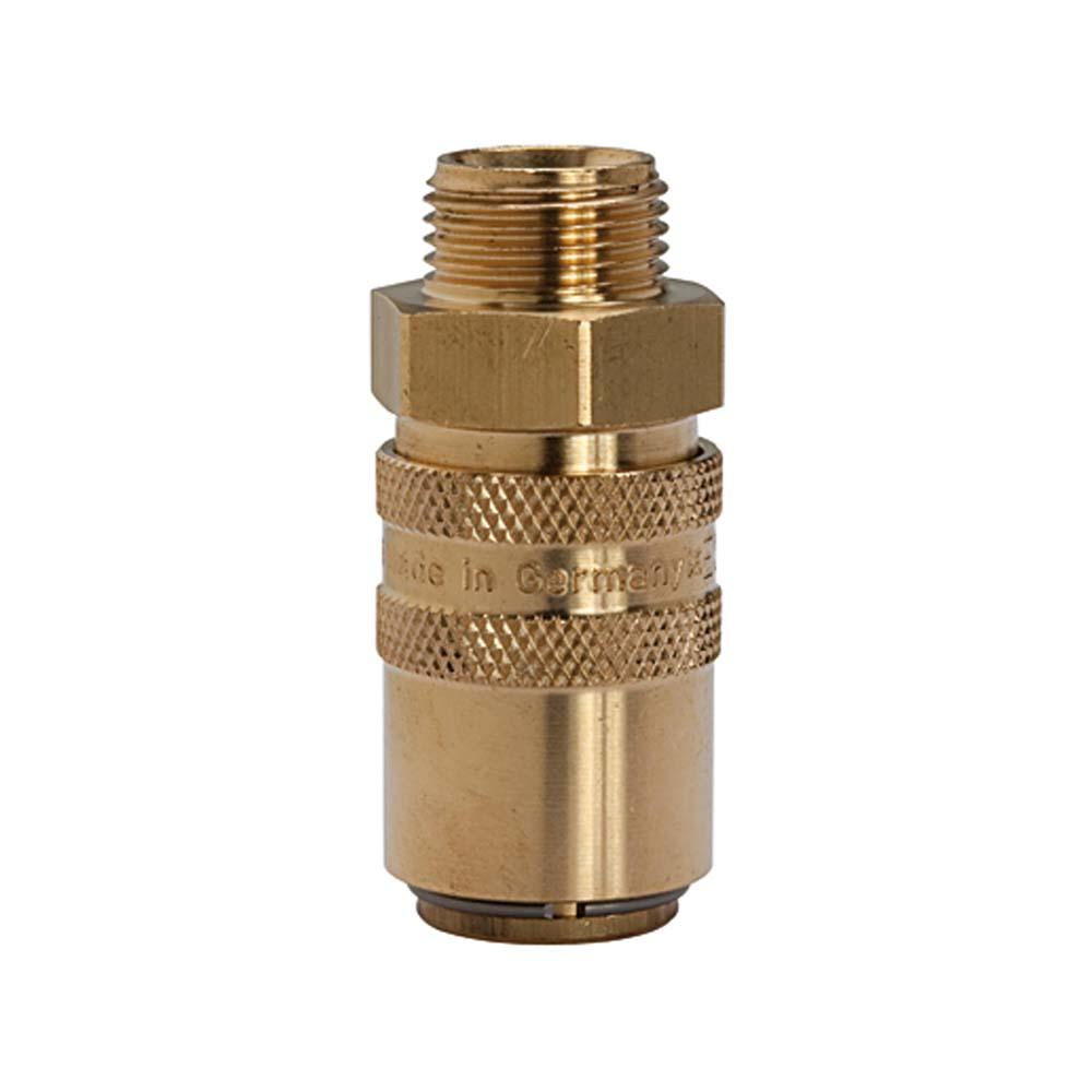 Acoplamiento de regulación de temperatura DN 9 - con conexión roscada macho - con válvula de cierre - PN máx. 15 bar - Anchura de llave 21 a 22 mm - Precio por unidad